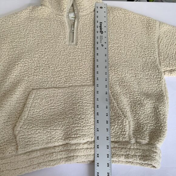 Offline Aerie Sweater Sherpa Quarter Zip Cream Soft XL Long Sleeve Pockets - Picture 5 of 6